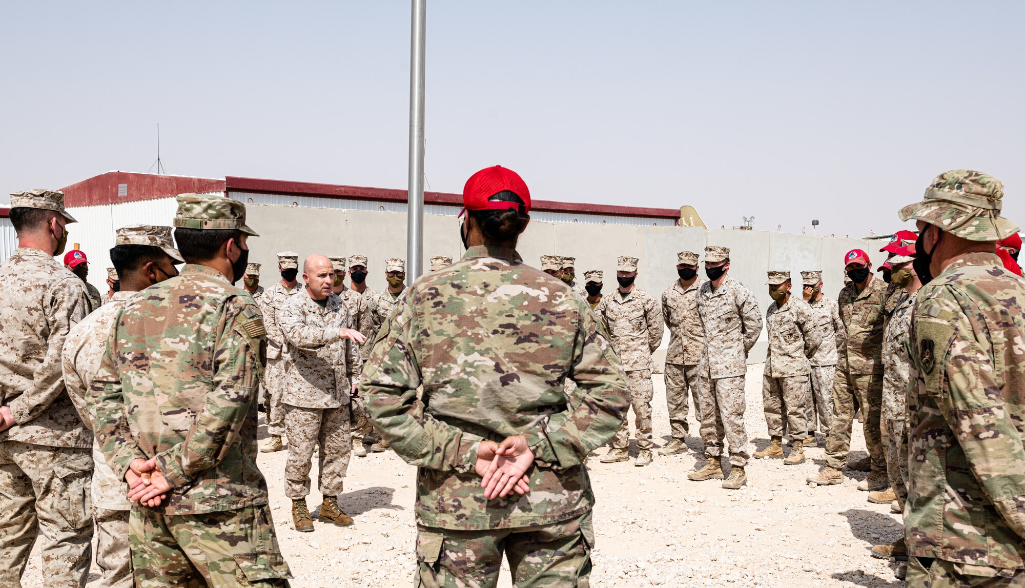 Marine Brig. Gen. Farrell Sullivan, Naval Amphibious Forces Task Force 51/5th Marine Expeditionary Brigade commander, visited Prince Sultan Air Base, Kingdom of Saudi Arabia, March 10, 2021.