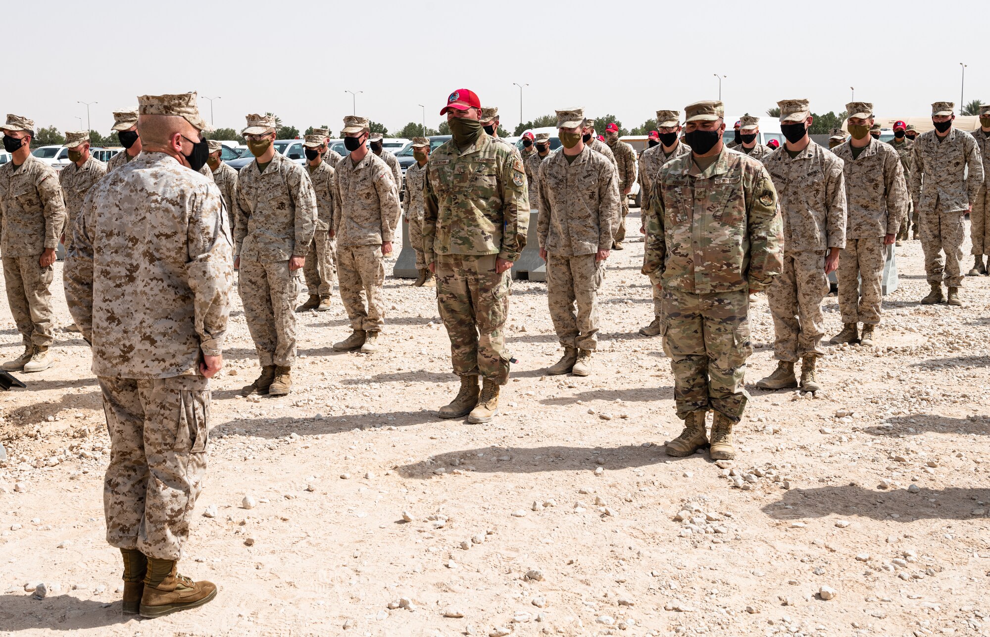 Marine Brig. Gen. Farrell Sullivan, Naval Amphibious Forces Task Force 51/5th Marine Expeditionary Brigade commander, visited Prince Sultan Air Base, Kingdom of Saudi Arabia, March 10, 2021.