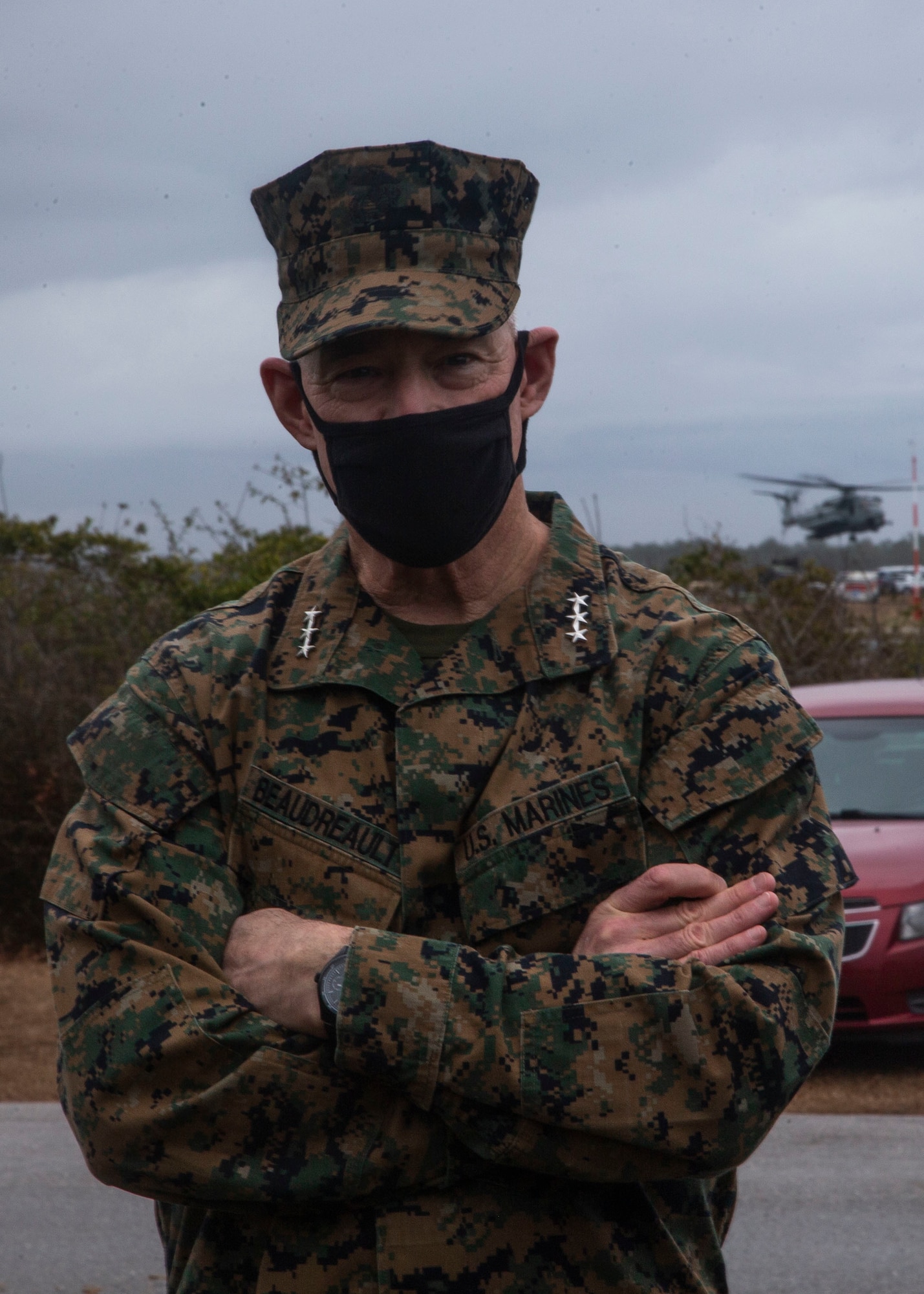 Lt. Gen. Brian Beaudreault poses for the camera during the 2nd Intelligence Battalion Field Exercise.