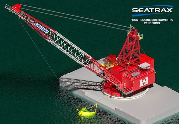 IN THE PHOTO, as discussed by the Channel Improvement Team, this graphic demonstrates the future of Memphis District bank grading. The goal is to have this new dragline machine in service in fiscal year 2022. Modernization of the Bank Grading Unit and “Armor One,” a new Mat Sinking Unit (MSU), now under development by the U.S. Army Corps of Engineers, will help recapitalize the river revetment program. Among its many assets, the new MSU promises be more efficient and cost effective, and provide a safer working environment for its crew.