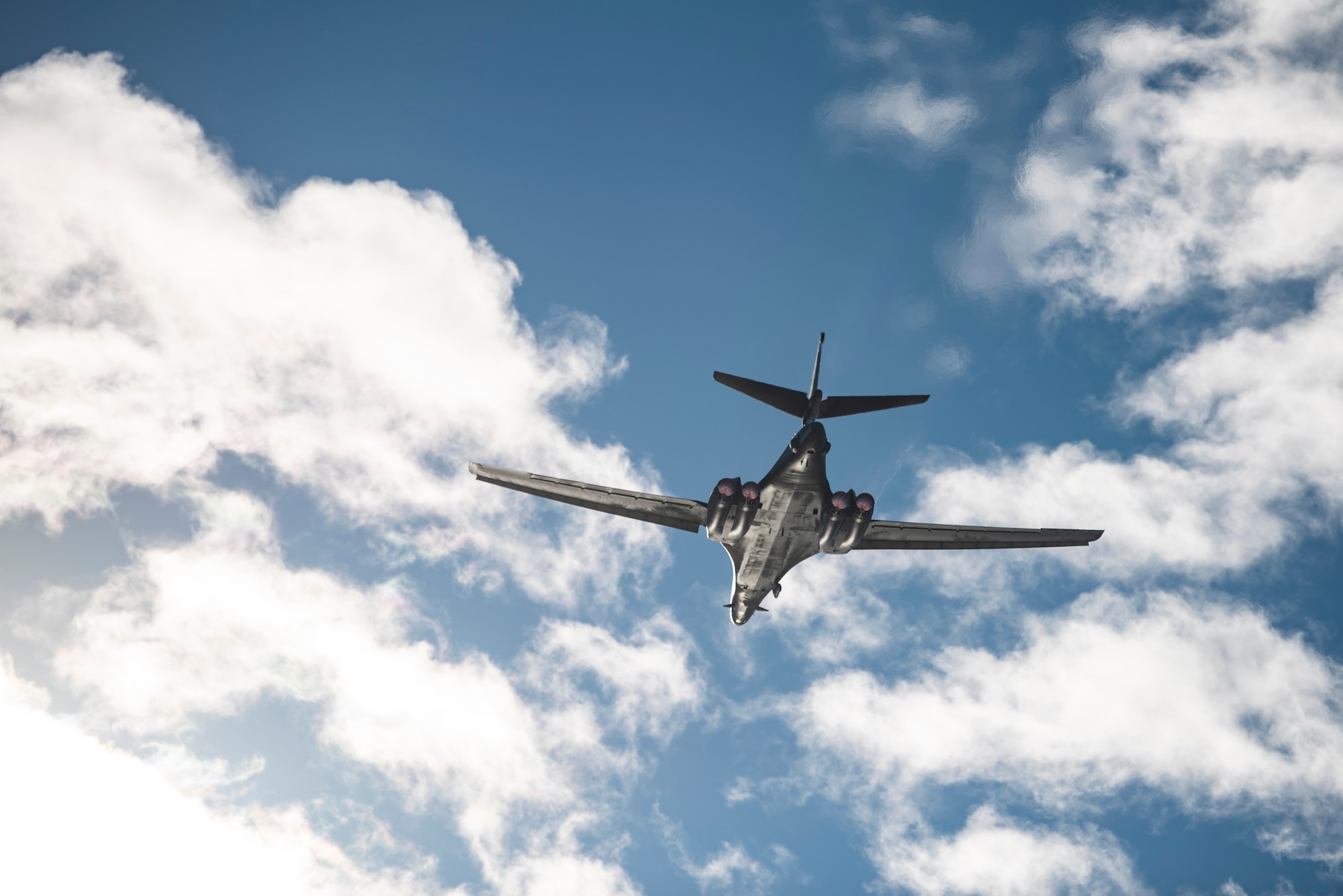 A B-1B Lancer assigned to the 9th Expeditionary Bomb Squadron takes off from Ørland Air Force Station, Norway, in support of a Bomber Task Force Europe training mission, Spring Spear, March 12, 2021. The B-1 integrated with ally and partner fighter aircraft and conducted the first ever hot-pit refueling of a B-1 in Europe at Powidz Air Base, Poland. (U.S. Air Force photo by Airman 1st Class Colin Hollowell)