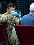 Members of the Oklahoma National Guard assist with COVID-19 vaccinations across the state, here in Oklahoma City in February 2021.