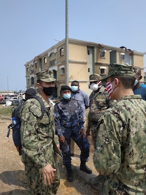 Senior Chief Enrique Molina, senior enlisted engineer assigned to U.S. Naval Forces Europe-Africa, conducts damage assessments in Bata, Equatorial Guinea, following recent explosions. U.S. Sixth Fleet, headquartered in Naples, Italy, conducts the full spectrum of joint and naval operations, often in concert with allied and interagency partners, in order to advance U.S. national interests and security and stability in Europe and Africa.