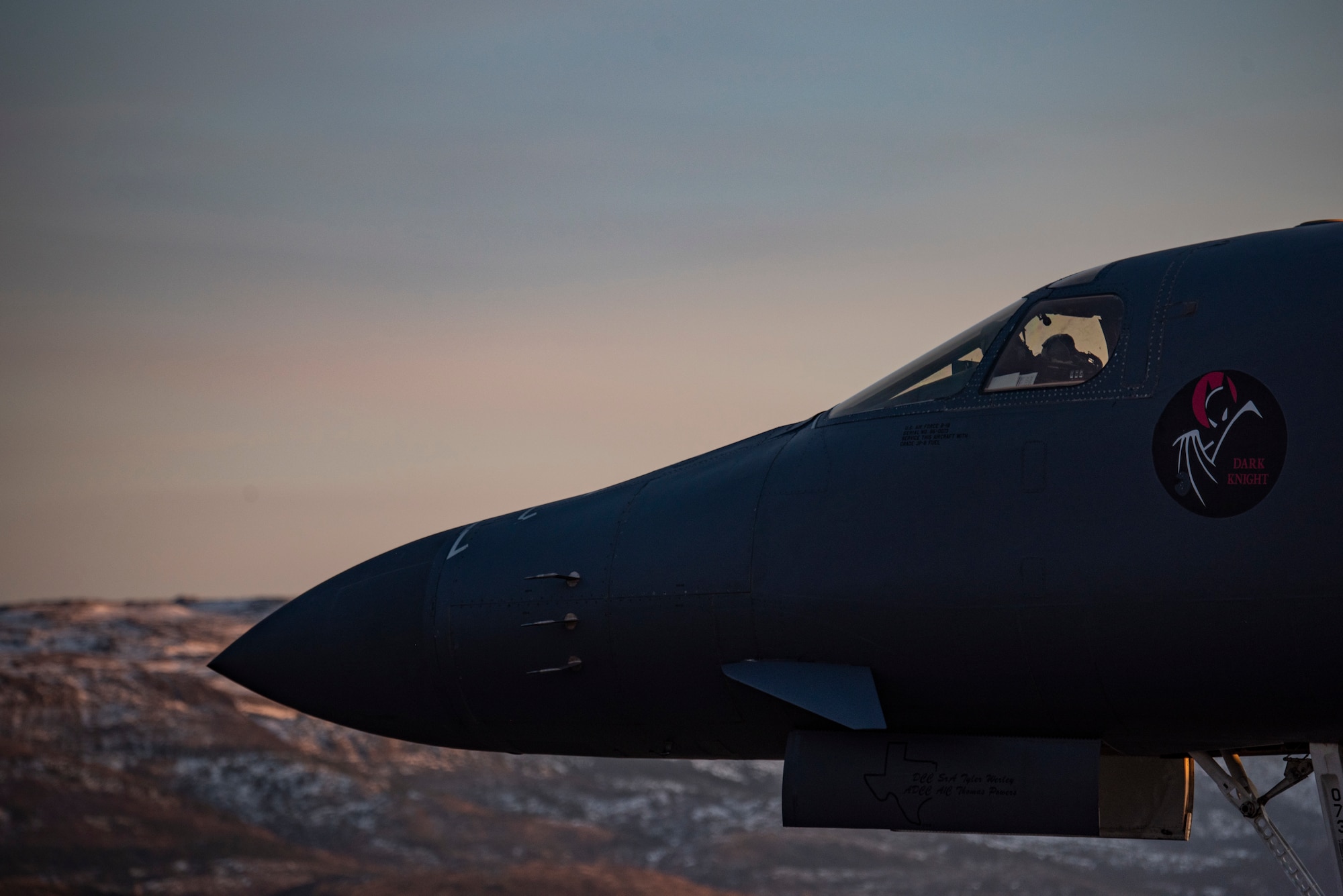 A pilot assigned to the 9th Expeditionary Bomb Squadron prepares a B-1B Lancer for takeoff at Ørland Air Force Station, Norway, March 14, 2021. The 9th EBS participated in several Bomber Task Force Europe training missions while integrating with NATO allies and partner forces. (U.S. Air Force photo by Airman 1st Class Colin Hollowell)