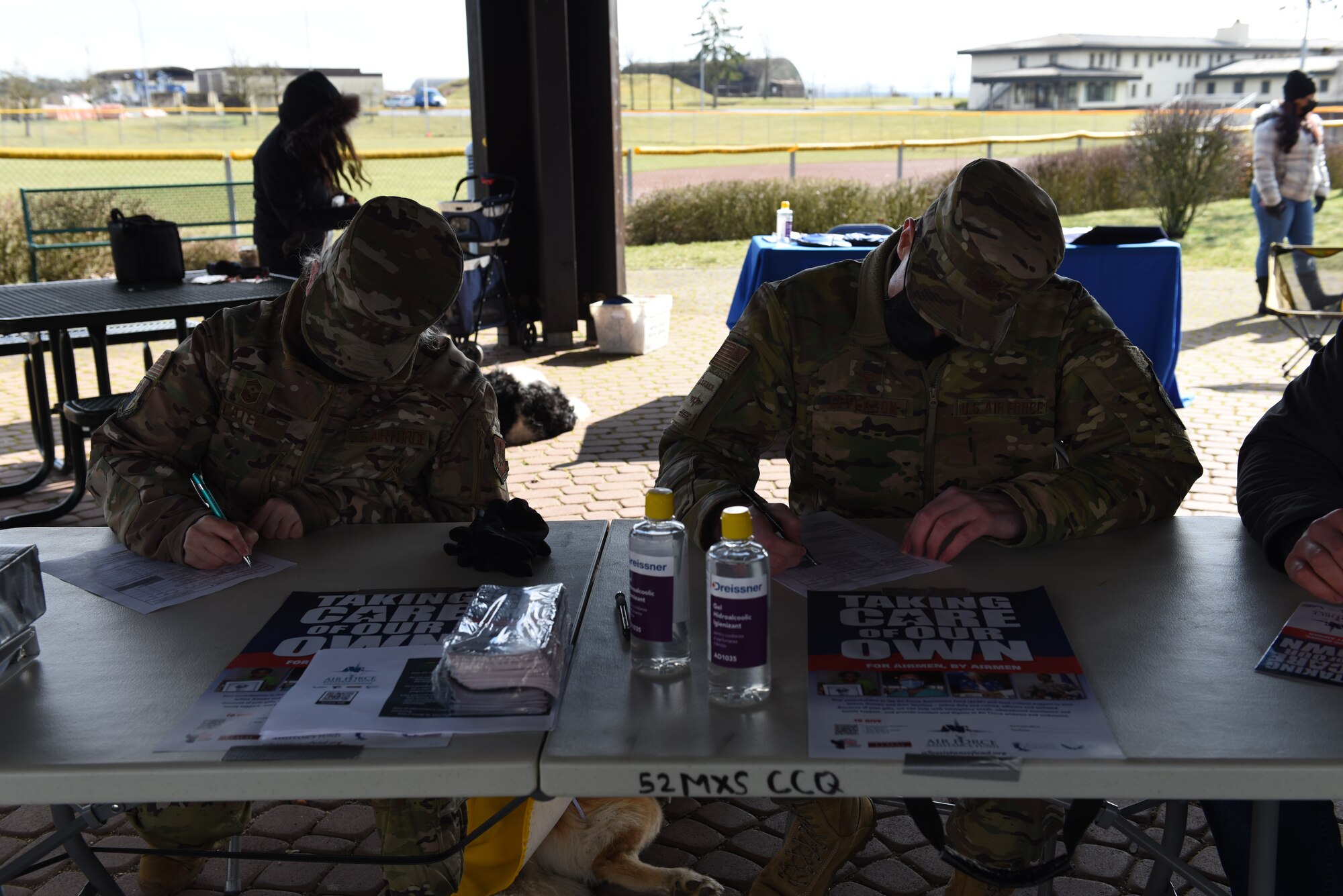 The 52nd Fighter Wing Command Team makes the first donation to the Air Force Assistance Fund at the annual campaign kick-off event March 13, 2021, on Spangdahlem Air Base, Germany.