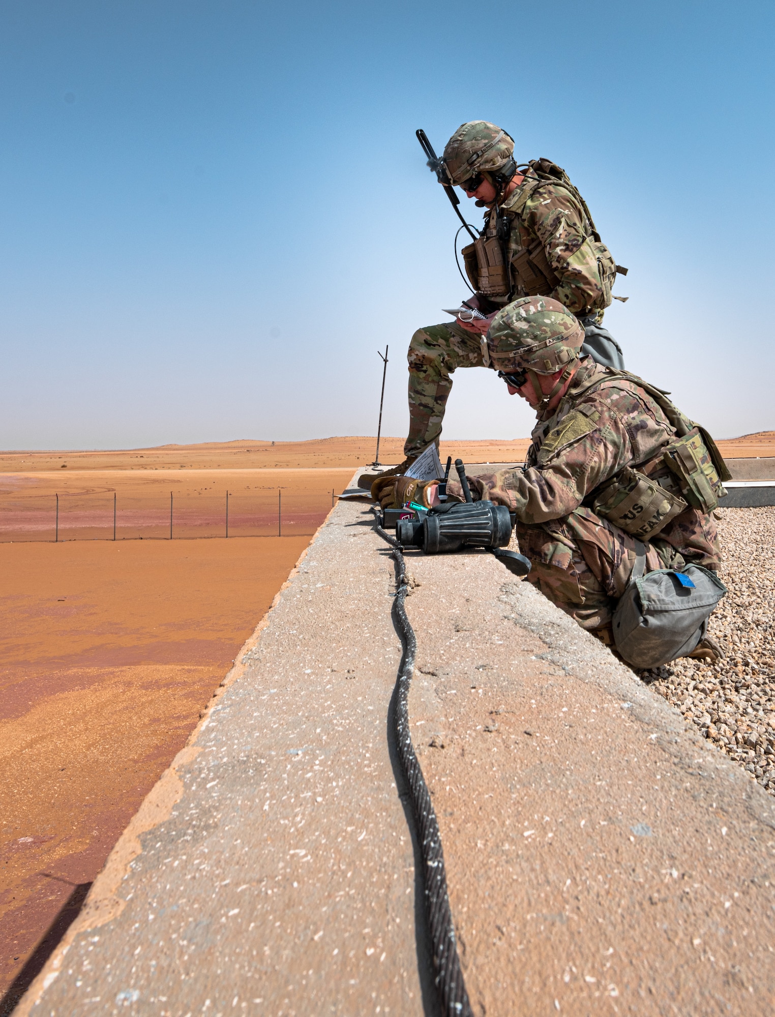 U.S. Army 2nd Brigade 1st Armored Division, 1-35 Armor Battalion, Joint Fires Observers and pilots from the 77th Expeditionary Fighter Squadron conduct close air support training recently, at Prince Sultan Air Base, Kingdom of Saudi Arabia.