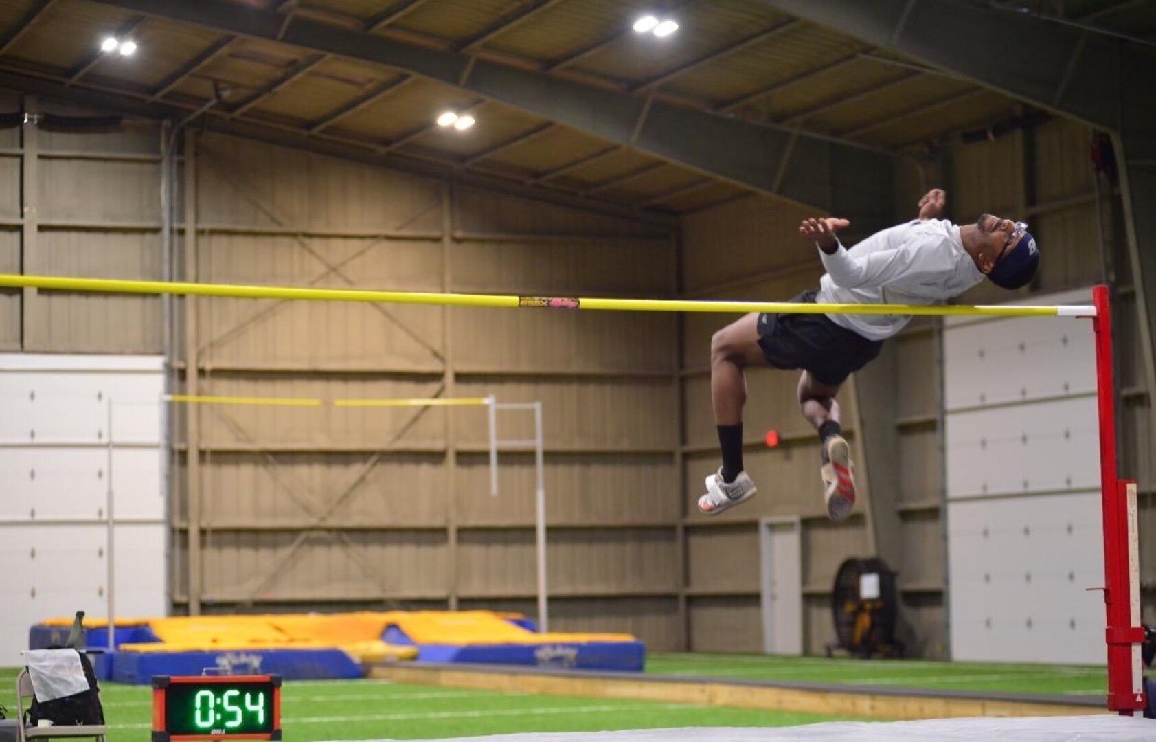 Petty Officer 3rd Class Kris Kornegay-Gober, a reserve member of Sector Maryland, recently competed in a U.S. pre-Olympic trial event where he came in fourth in the high jump with a jump of 6’8” against a talented field. Kornegay-Gober, a Washington, D.C., native, is training with hopes of making the U.S. Olympic Team for this summer’s Games in Tokyo.