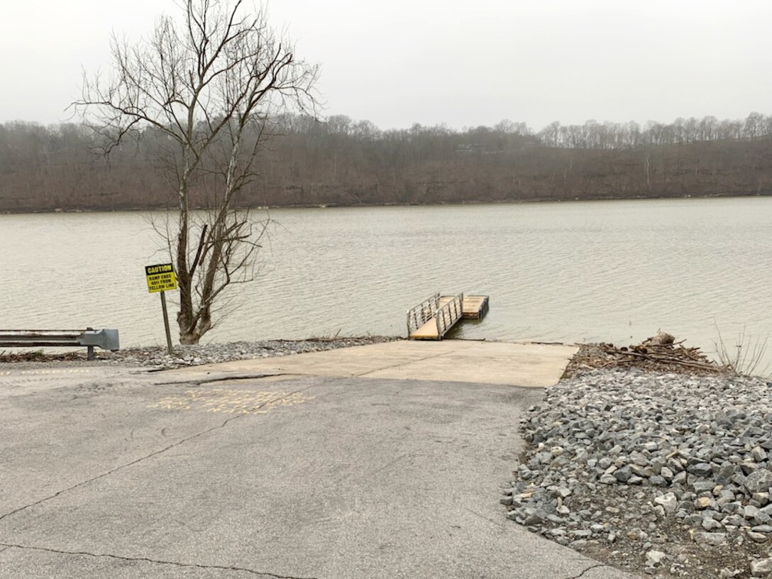 This is Lakeview Boat Ramp, an alternate location for boaters to utilize during the roadway repairs at Waitsboro Recreation Area.  (USACE Photo by Cody Hensley)