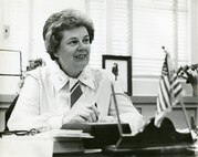 Pioneer, trailblazer and hero Captain Eleanor L'Ecuyer at her desk, date unknown.