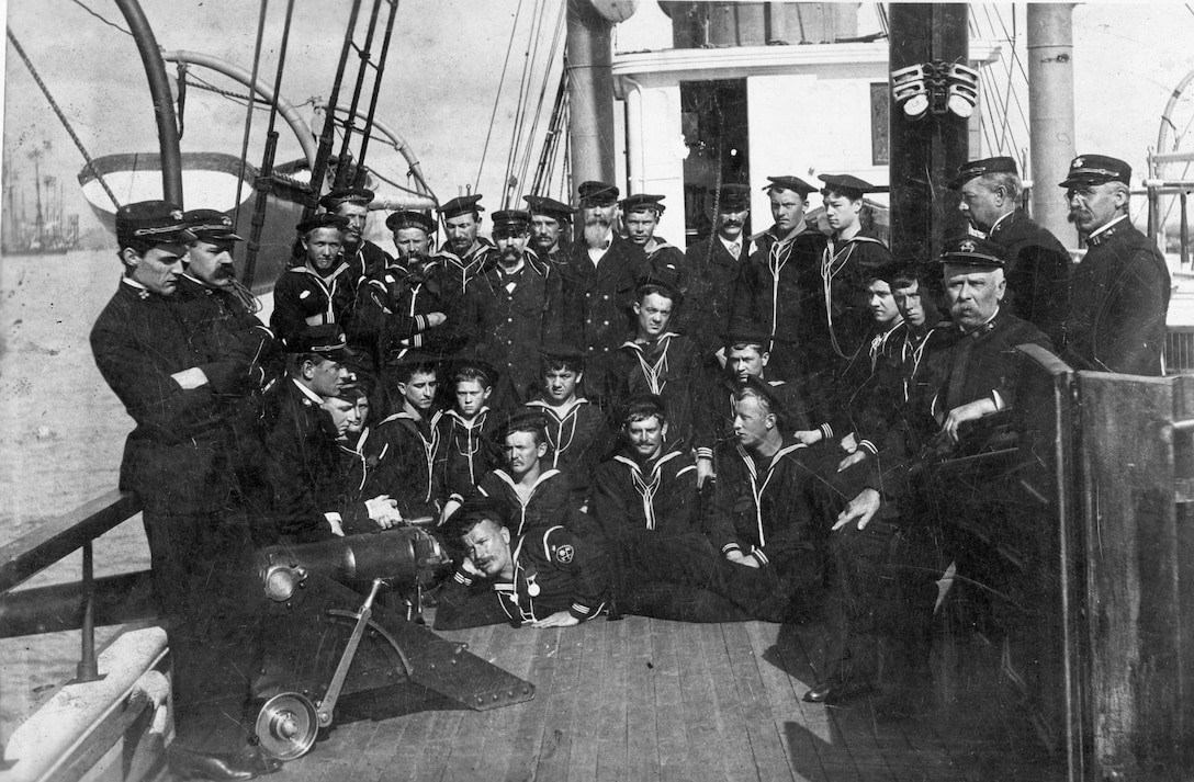 The crew of a revenue cutter, USRC Forward, circa 1894.