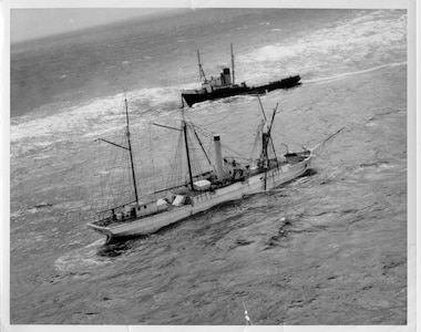 The former Revenue & Coast Guard Cutter Bear sinks while under tow off Newfoundland.