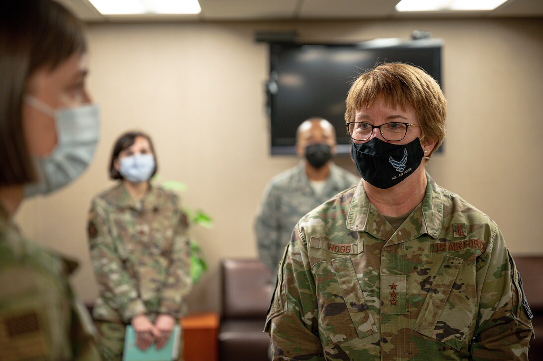 Lt. Gen. Dorothy Hogg, U.S. Air Force surgeon general, visits the 2nd Medical Group and speaks with Airmen about their jobs and how they’ve handled the COVID-19 pandemic at Barksdale Air Force Base, Louisiana, March 10, 2021.