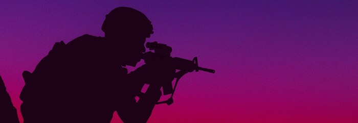 U.S. Marines Corps Lance Cpl. Keavious Blackmon is silhouetted by the skyline at MAGTF Warfare Exercise at Marine Air Ground Combat Center Twentynine Palms, California, Nov. 2, 2020. Marines with Combat Logistics Battalion 8, Combat Logistics Regiment 2, 2nd Marine Logistics Group are training at MWX as the logistics combat element to provided tactical logistics in the areas of medium and heavy-lift motor transportation beyond 4th Marine Regiment’s organic capabilities. (U.S. Marine Corps Photo by Lance Cpl. Zachary Zephir)