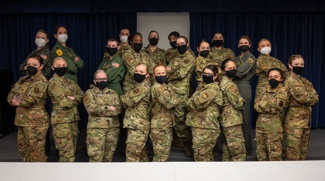An all female missileer crew from the 90th Operations Group prepares for alert for International Women's Day, F.E. Warren Air Force Base, Wyoming, March 5, 2021.