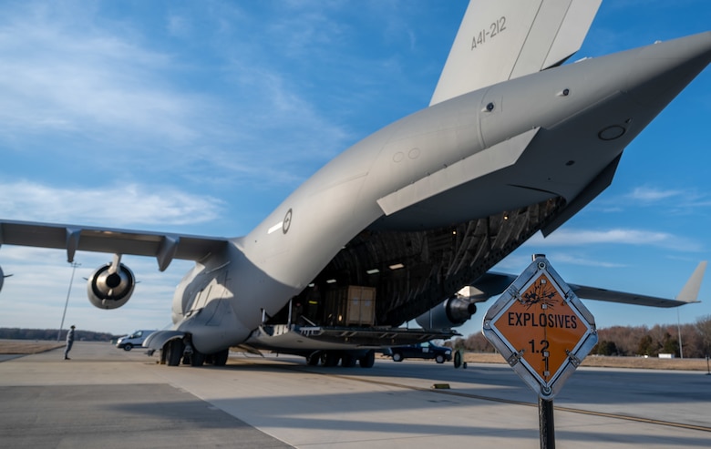 A Royal Australian Air Force C-17 Globemaster III prepares to be loaded with cargo at Dover Air Force Base, Delaware, March 13, 2021. The U.S. and Australia maintain a robust relationship underpinned by shared democratic values, common interests and cultural bonds. The U.S.-Australia alliance is an anchor for peace and stability in the Indo-Pacific region and around the world.