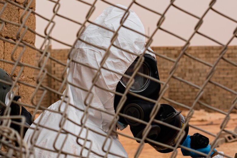 Airmen from the 378th Expeditionary Civil Engineer Squadron emergency management flight recently participated in a hazardous materials exercise at Prince Sultan Air Base, Kingdom of Saudi Arabia.