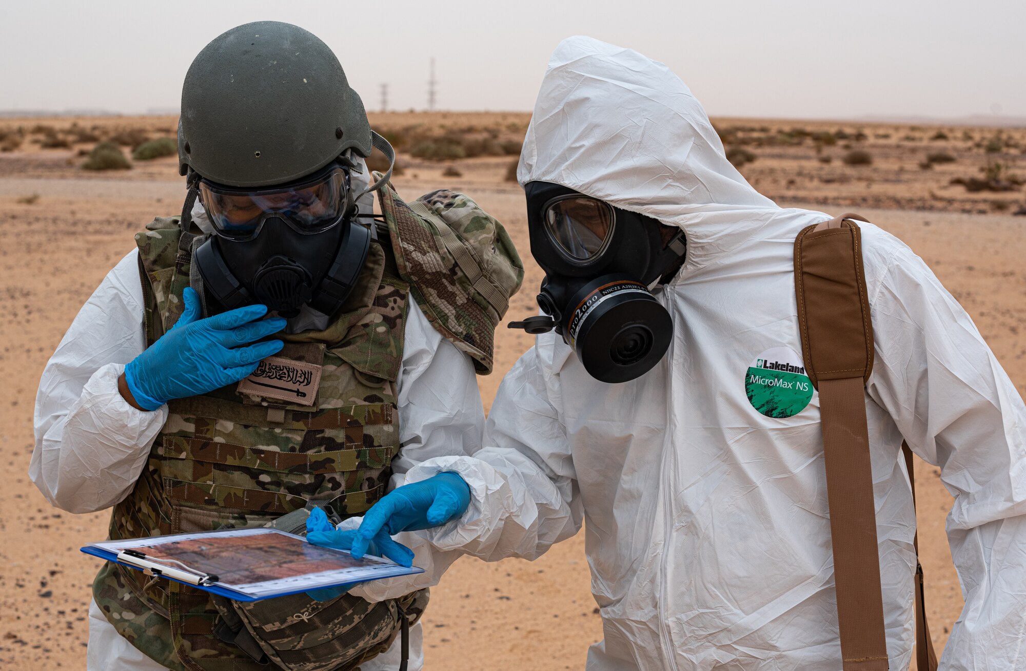 Airmen from the 378th Expeditionary Civil Engineer Squadron emergency management flight recently participated in a hazardous materials exercise at Prince Sultan Air Base, Kingdom of Saudi Arabia.