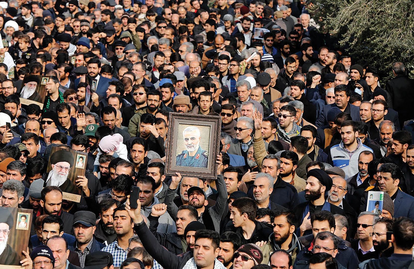 Funeral of Qassem Soleimani killed in an American drone attack. Soleimani was an Iranian major general in the Islamic Revolutionary Guard Corps (IRGC).” (saeediex / Shutterstock.com, Jan 7, 2020)