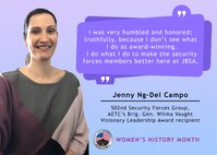 Jenny Ng-Del Campo, a 502nd Security Forces Group standardization evaluation assessor, was recognized as Air Education and Training Command’s Brig. Gen. Wilma Vaught Visionary Leadership Award recipient Feb. 1.
