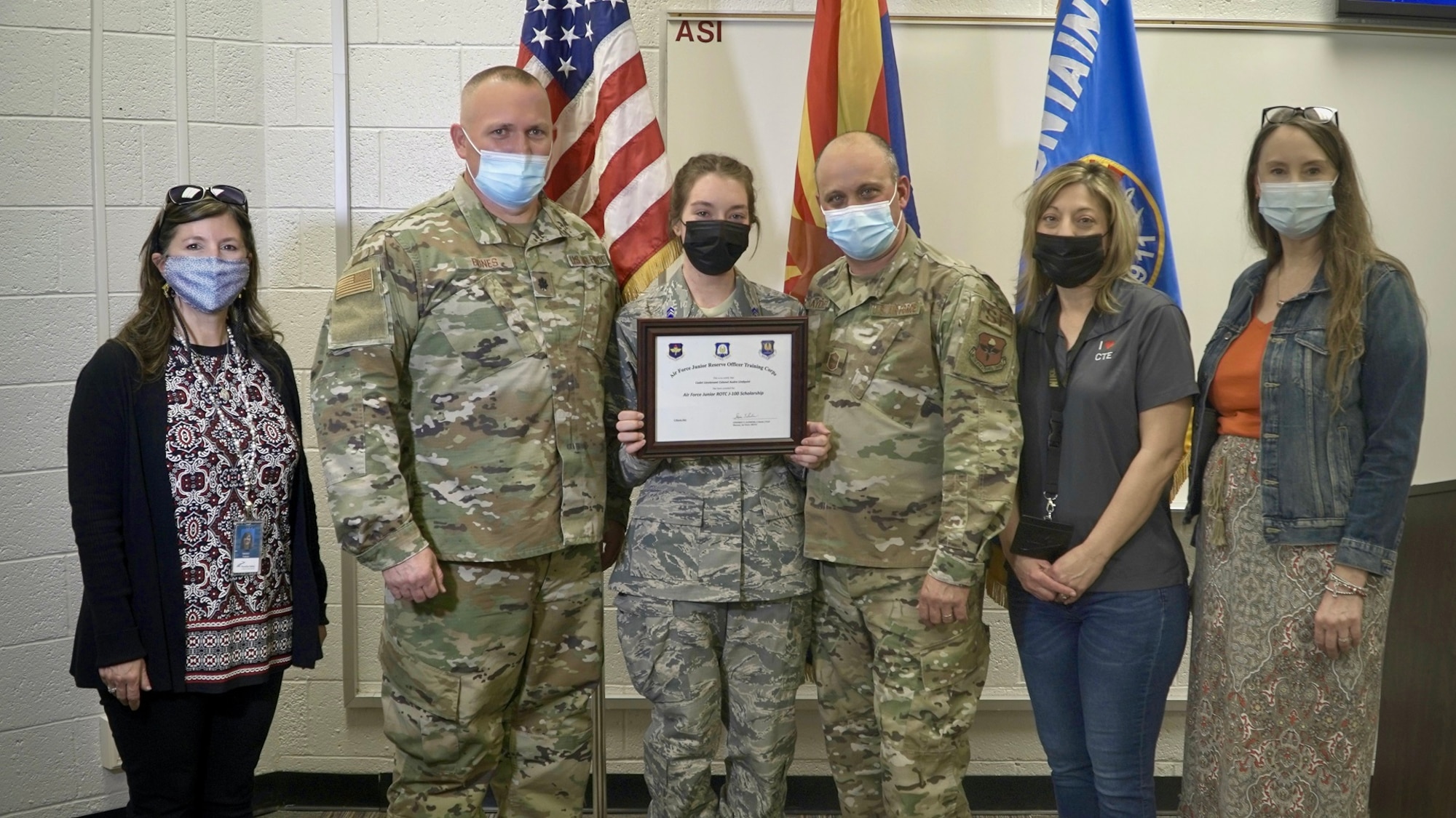 Cadet Audra Lindquist, a senior at Shadow Mountain High School, Phoenix, AZ, Air Force Junior ROTC Unit AZ-911, is a recipient of The J-100 AFJROTC Character-in-Leadership Scholarship.