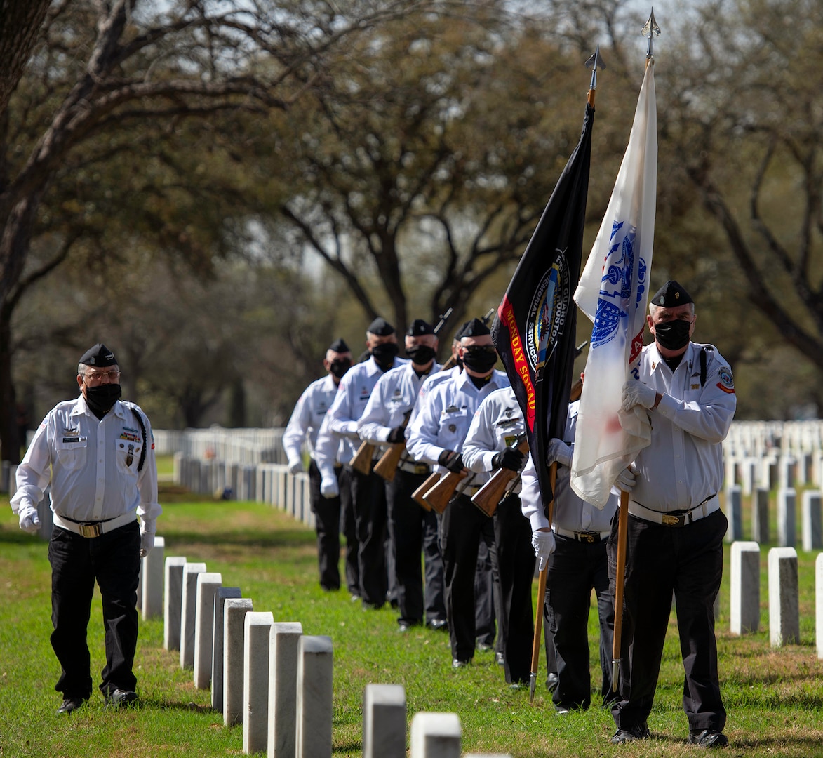 Members of the Fort Sam Houston Memorial Services Detachment proceed to a funeral service at the Fort Sam Houston National Cemetery in San Antonio March 15. This was the detachment’s 40,000th service at the cemetery. A small ceremony was held after the funeral to commemorate the detachment’s milestone.
