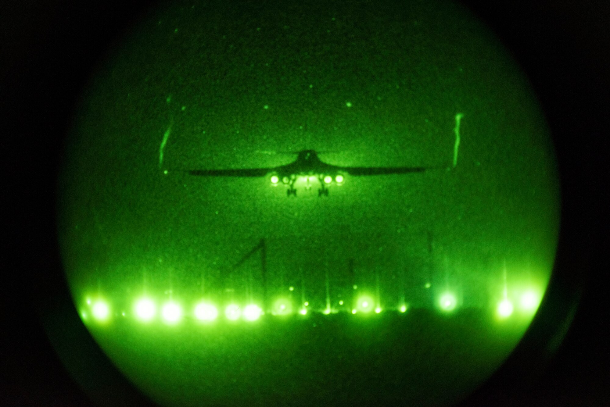 A B-1B Lancer assigned to the 9th Expeditionary Bomb Squadron prepares to land at Ørland Air Force Station, Norway, March 16, 2021. The multi-mission B-1 can rapidly deliver a wide variety of precision and non-precision munitions against all adversaries, any time and any place. (U.S. Air Force photo by Airman 1st Class Colin Hollowell)