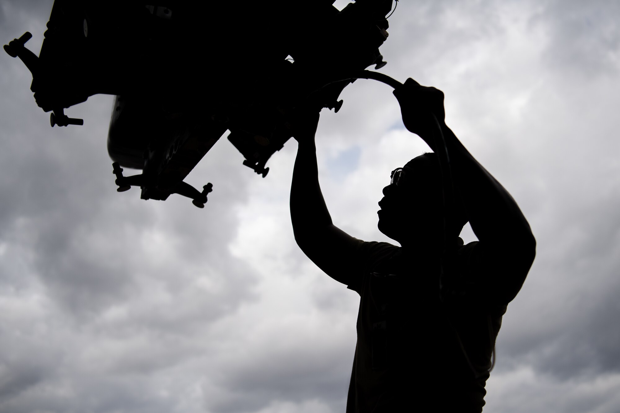 Senior Airman Christian X. Brewer, 2nd Aircraft Maintenance Squadron weapons load crew member, works on a B-52H Stratofortress munitions assembly unit during Combat Hammer at Barksdale Air Force Base, La., March 10, 2021. Airmen from the 2nd Bomb Wing loaded and employed nearly 50 types of various munitions and flew a total of eight sorties in support of exercise Combat Hammer. (U.S. Air Force photo by Airman 1st Class Jacob B. Wrightsman)