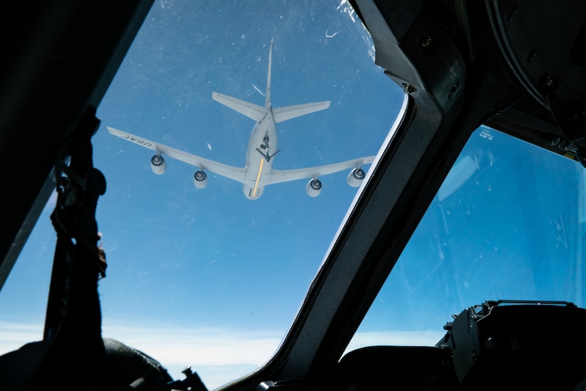 Women from the 437th Airlift Wing, Joint Base Charleston, S.C., conducted a C-17 all-female two-ship flight which included an aerial refueling mission with a KC-135 assigned to the 171st Air Refueling Wing, Pittsburg, Pennsylvania, March 17. 2021. The two-ship all-female formation was conducted to commemorate Women’s History Month. (U.S. Air Force photo by Staff Sgt. Rachel Pye)