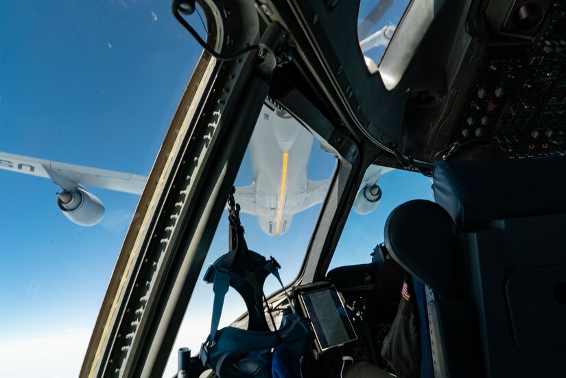 Women from the 437th Airlift Wing, Joint Base Charleston, S.C., conducted a C-17 all-female two-ship flight which included an aerial refueling mission with a KC-135 assigned to the 171st Air Refueling Wing, Pittsburg, Pennsylvania, March 17. 2021. The two-ship all-female formation was conducted to commemorate Women’s History Month. (U.S. Air Force photo by Staff Sgt. Rachel Pye)