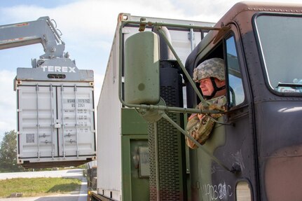 1032nd TC Soldiers haul cargo during annual training