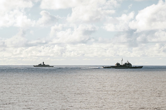 USS Bunker Hill operates with Royal Australian Navy