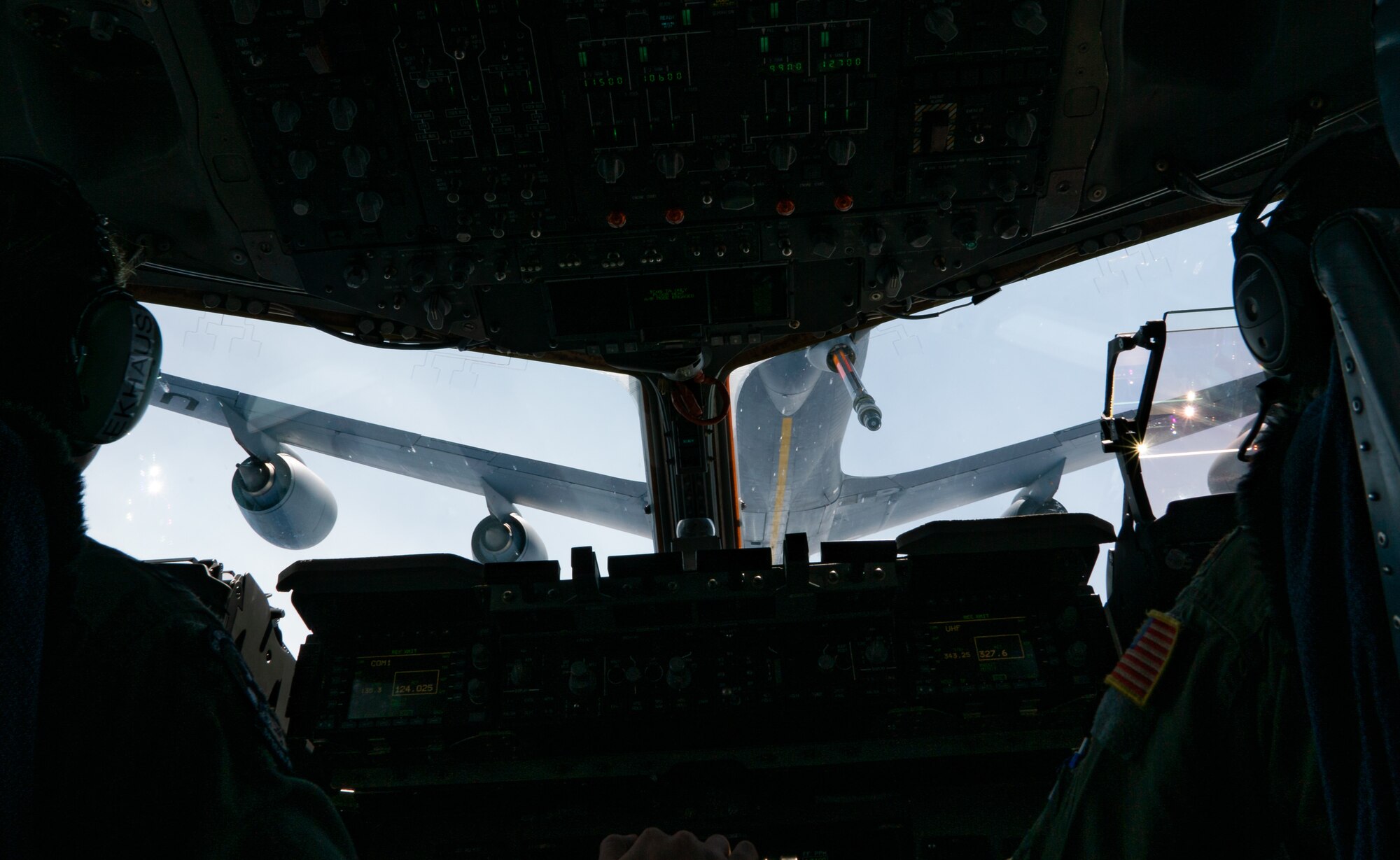 Women from the 437th Airlift Wing, Joint Base Charleston, S.C., conducted a C-17 all-female two-ship flight which included an aerial refueling mission with a KC-135 assigned to the 171st Air Refueling Wing, Pittsburg, Pennsylvania, March 17. 2021. The two-ship all-female formation was conducted to commemorate Women’s History Month. (U.S. Air Force photo by Staff Sgt. Rachel Pye)