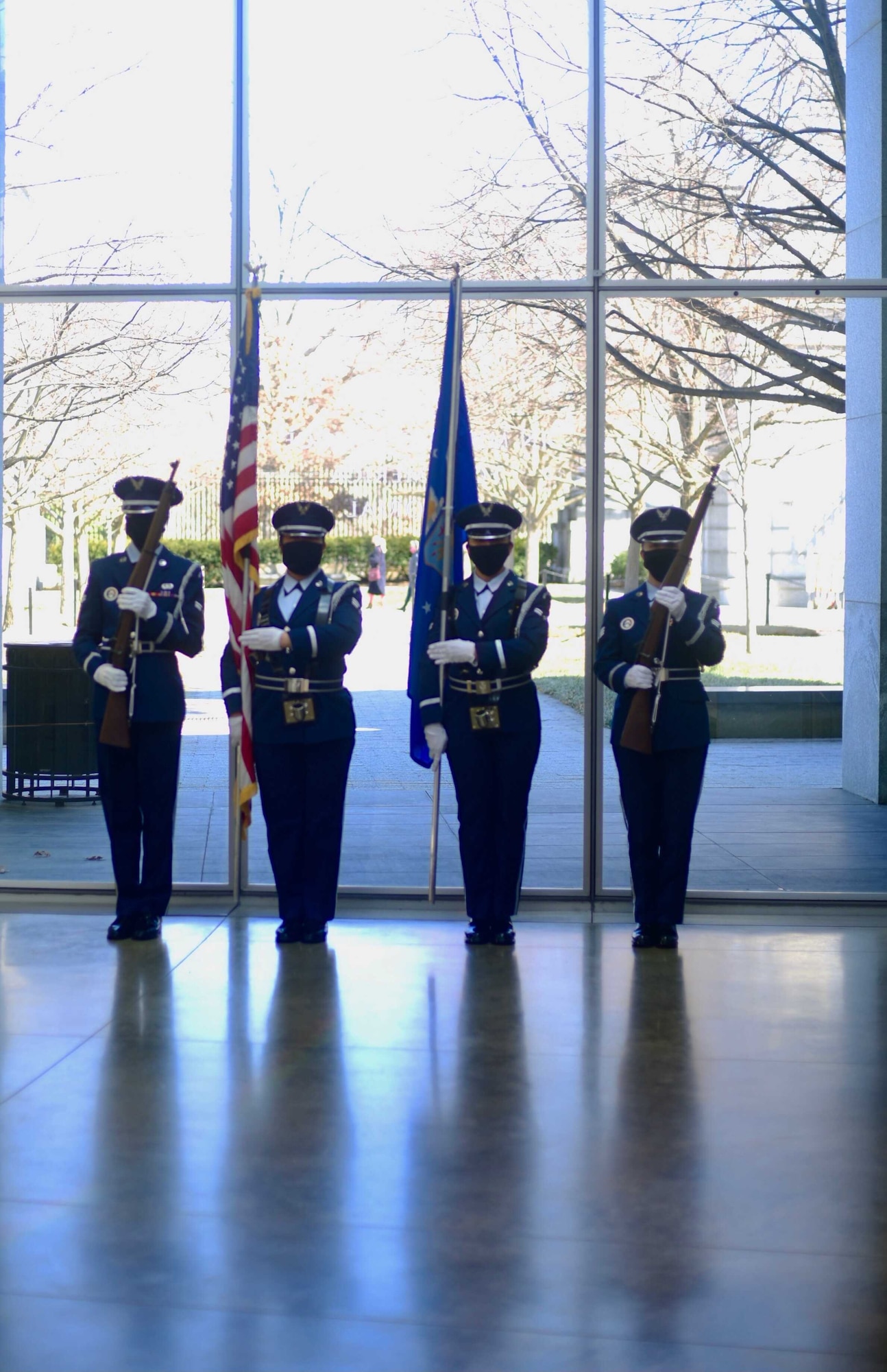 JBA Honor Guard all-female colors team performs at the Women's Memorial