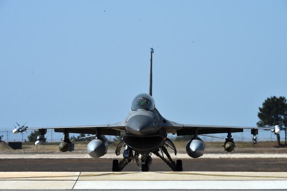 An F-16 Fighting Falcon parks on the flightline at Kunsan Air Base, Republic of Korea, March 22, 2021. The F-16 Fighting Falcon is a compact, multi-role fighter aircraft that is highly maneuverable in air-to-air combat and air-to-surface attack. (U.S. Air Force photo by Senior Airman Suzie Plotnikov)