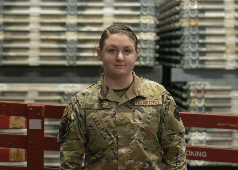 Senior Airman Janie Maitland is an Air Terminal Operation Specialist for the 5th Logistics Readiness Squadron at Minot Air Force Base, North Dakota, March 22, 2021.
