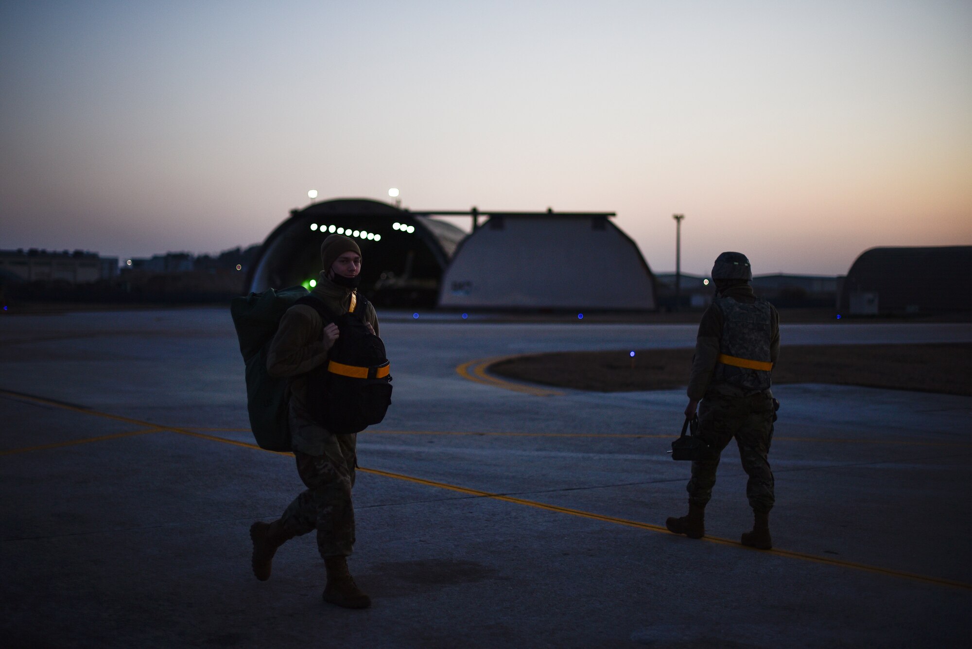 Airmen switch shifts during changeover.