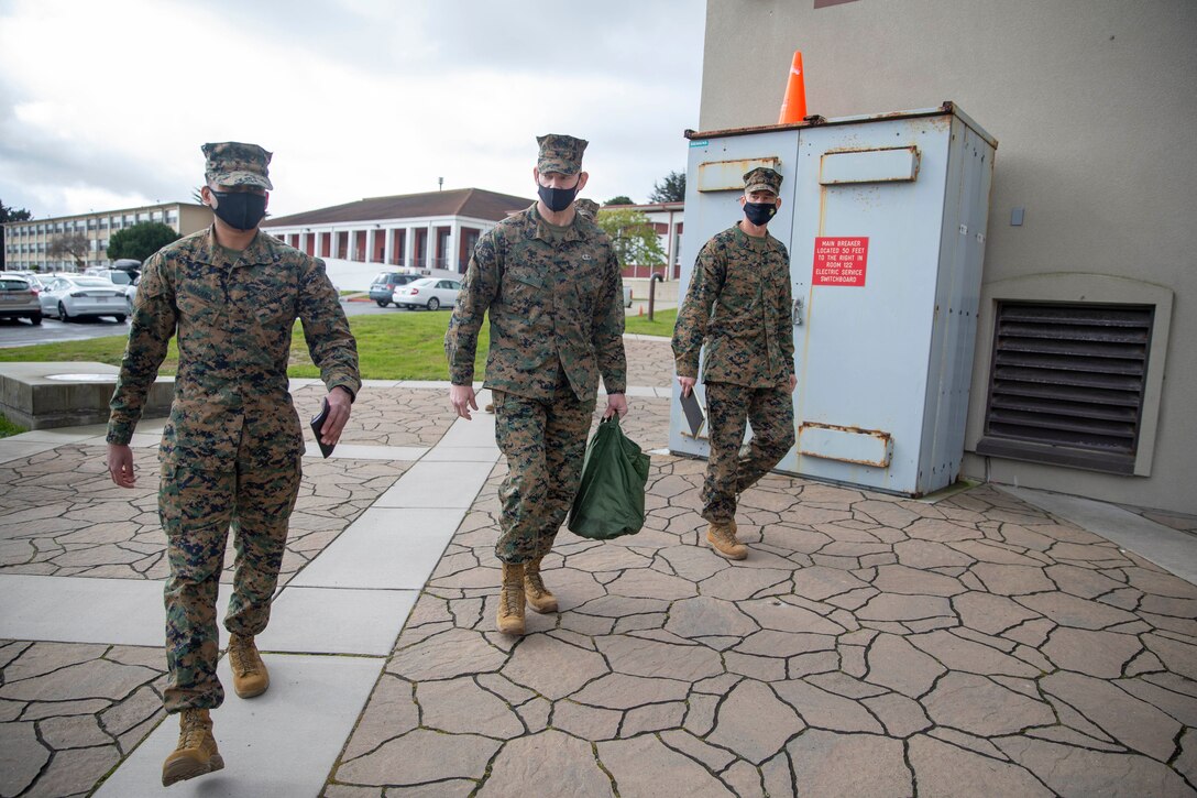 The 19th Sergeant Major of the Marine Corps, Sgt. Maj. Troy E. Black, tours the Defense Language Institute, Foreign Language Center (DLIFLC) in Monterey Ca, March 10, 2021. The Sergeant Major of the Marine Corps conducted to visit to look at one of the many joint-service school Marines have the opportunity to attend. The DLIFLC mission is to provide the highest quality culturally based foreign language education, training and evaluation to enhance the national security of the United States. (U.S. Marine Corps photo by Sgt. Victoria Ross)