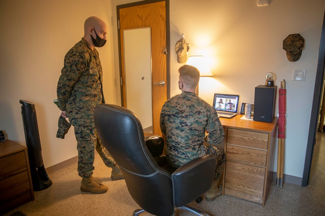 The 19th Sergeant Major of the Marine Corps, Sgt. Maj. Troy E. Black, tours the Defense Language Institute, Foreign Language Center (DLIFLC) in Monterey Ca, March 10, 2021. The Sergeant Major of the Marine Corps conducted to visit to look at one of the many joint-service school Marines have the opportunity to attend. The DLIFLC mission is to provide the highest quality culturally based foreign language education, training and evaluation to enhance the national security of the United States. (U.S. Marine Corps photo by Sgt. Victoria Ross)