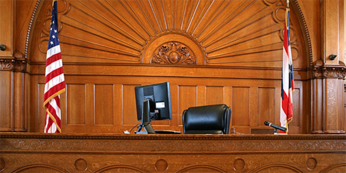Judge's courtroom bench