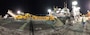 A panoramic view of F-22 Alert Fighter taxiway construction sub-contractor Kiewit conducting a night paving Feb. .23 at Joint Base Pearl Harbor-Hickam.  During a five-hour-plus construction session the 40-ton crawler-type concrete finisher machine cast more than  360 cubic yards of Portland Cement Concrete Pavement (PCCP) for the taxiway.