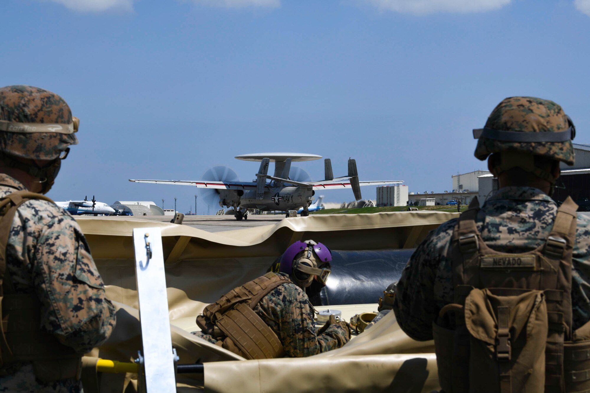 U.S. service members participate in joint training on Kadena Air Base, Japan.