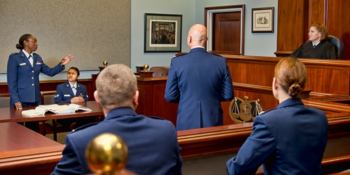 Mock trial setting at The Judge Advocate General's School