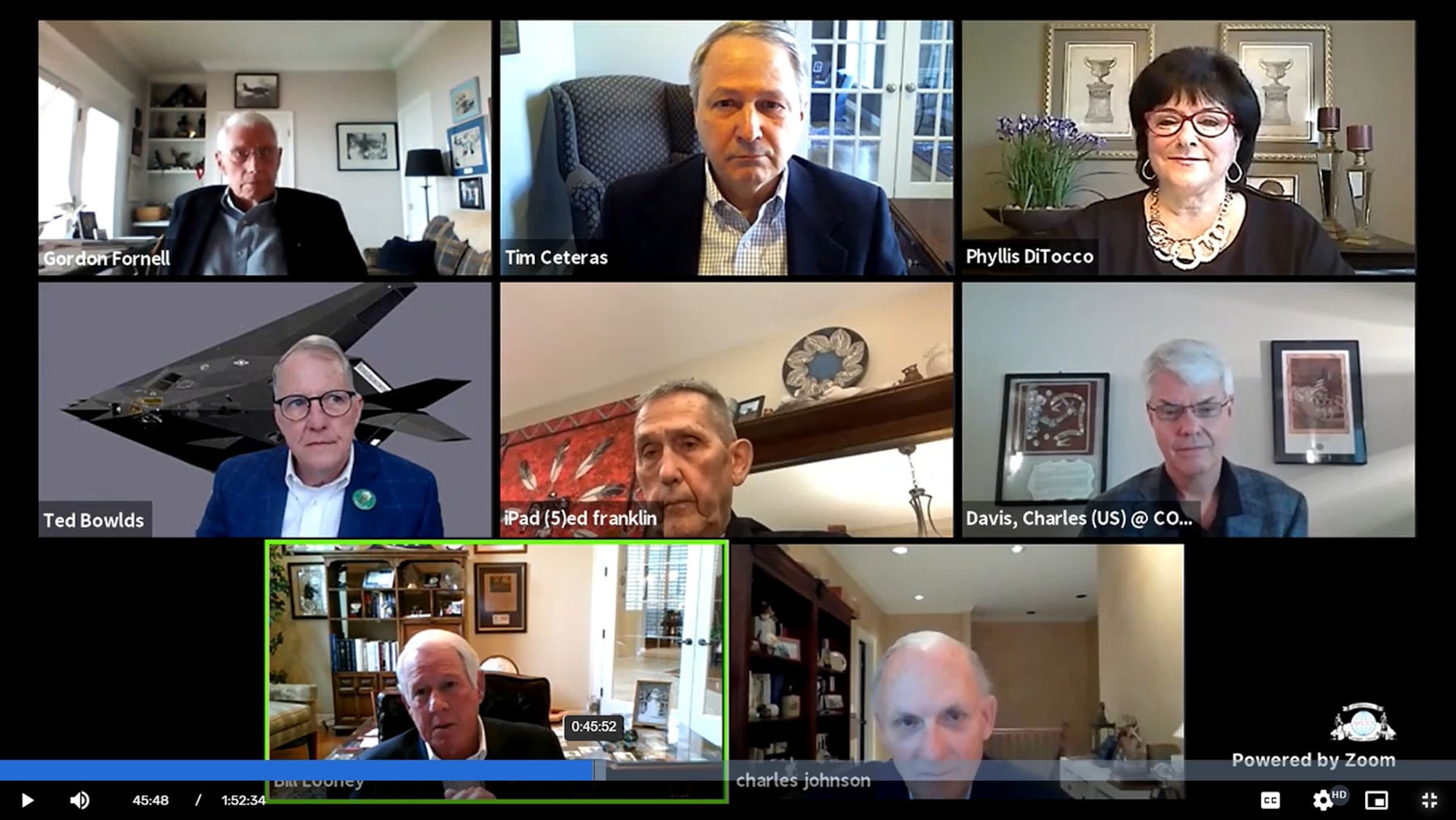 Screenshot of former Electronic Systems Division and Electronic Systems Center commanders participating in New Horizons panel.