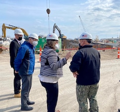 MARINETTE, Wis. (Mar. 23, 2021) - Chief of Naval Operations (CNO) Adm. Mike Gilday tours Fincantieri Marinettte Marine Shipyard with leadership from the shipyard. During the visit, CNO also received briefs on a range of topics, including the Navy’s new Constellation-class Guided-Missile Frigate (FFG) and Large Unmanned Surface Vehicle (LUSV) development. (U.S. Navy photo by Cmdr. Nate Christensen/Released)