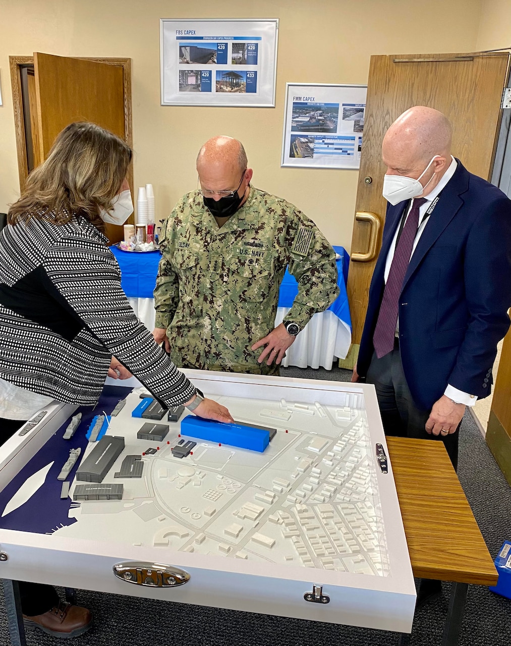 MARINETTE, Wis. (Mar. 23, 2021) - Chief of Naval Operations (CNO) Adm. Mike Gilday tours Fincantieri Marinettte Marine Shipyard with leadership from the shipyard. During the visit, CNO also received briefs on a range of topics, including the Navy’s new Constellation-class Guided-Missile Frigate (FFG) and Large Unmanned Surface Vehicle (LUSV) development. (U.S. Navy photo by Cmdr. Nate Christensen/Released)