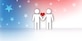 Concept image of same sex marriage. Two same gender stick figures holding hands with a heart over their hands.