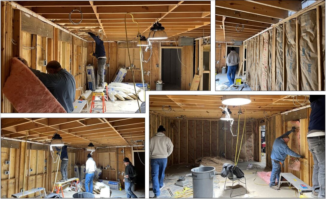 IN THE PHOTOS, a team of mechanics, electricians, carpenters, pipefitters, HVAC technicians, and revetment workers all got together to completely renovate the Tractor Shop’s breakroom, literally from the ground up. These are the before photos.