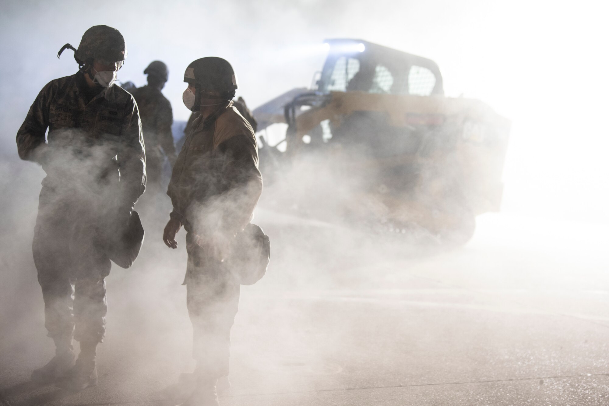U.S. Air Force Airmen from the 52nd Civil Engineer Squadron’s Rapid Airfield Damage Recovery team conduct runway repair operations as part of the AGILE SABRE exercise on Spangdahlem Air Base, Germany, March 23, 2021.
