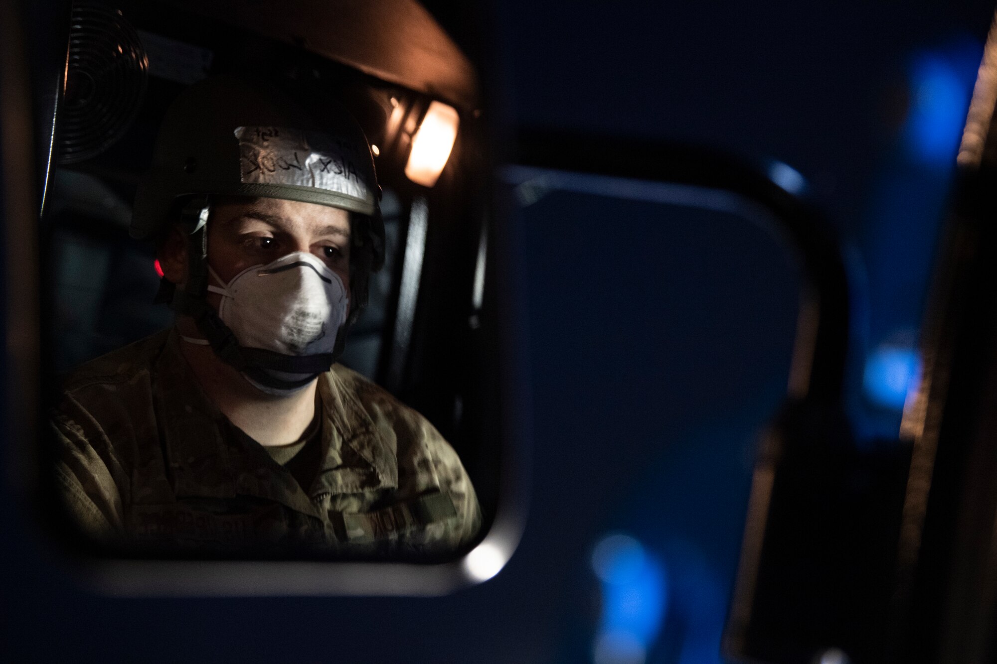 U.S. Air Force Staff Sgt. Alex Look, 52nd Civil Engineer Squadron Rapid Airfield Damage Recovery team member, waits to deliver repair supplies to his RADR team members during runway repair operations as part of the AGILE SABRE exercise on Spangdahlem Air Base, Germany, March 23, 2021.