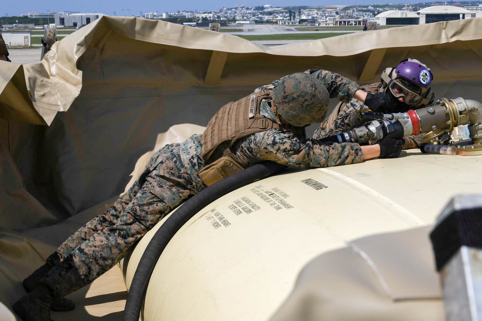 U.S. service members participate in joint training on Kadena Air Base, Japan.